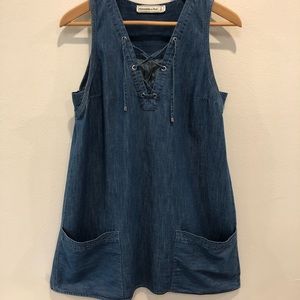 Abercrombie & Fitch Lace-up Chambray Shift Dress